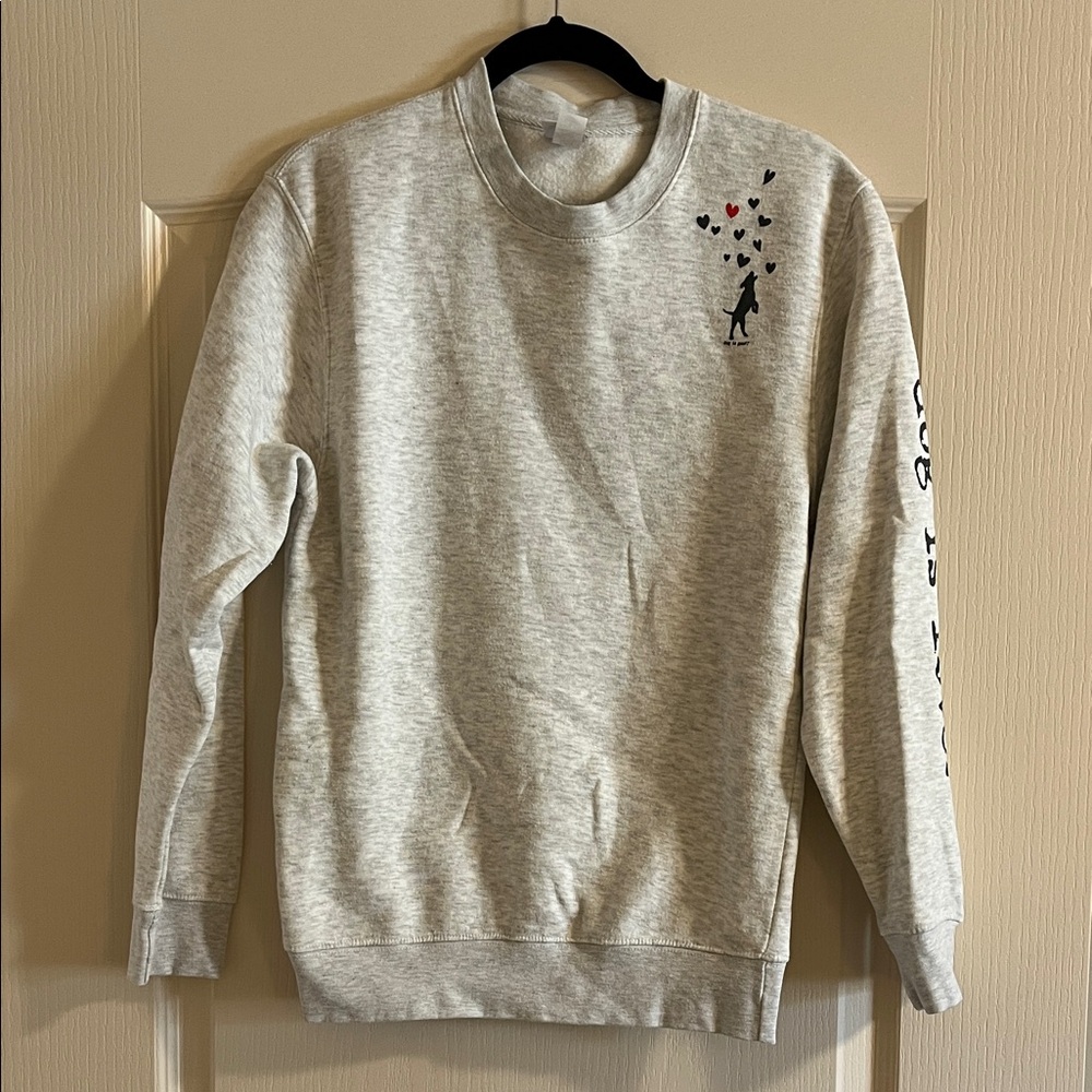 Light Gray Crewneck Sweatshirt with Heart Skate Graphic